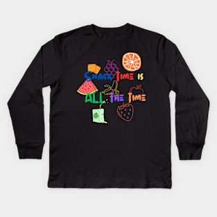 Snack time is ALL the time Kids Long Sleeve T-Shirt